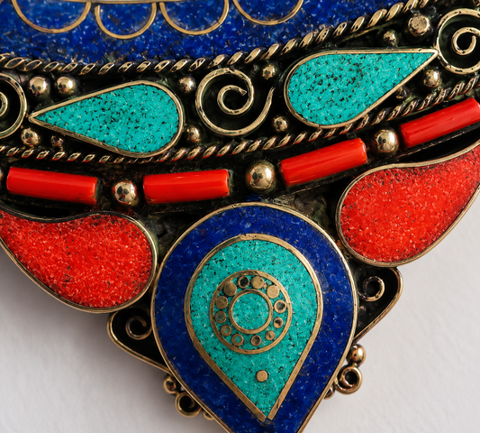 Tibetan Coral, Lapis & Turquoise Necklace — alternative view