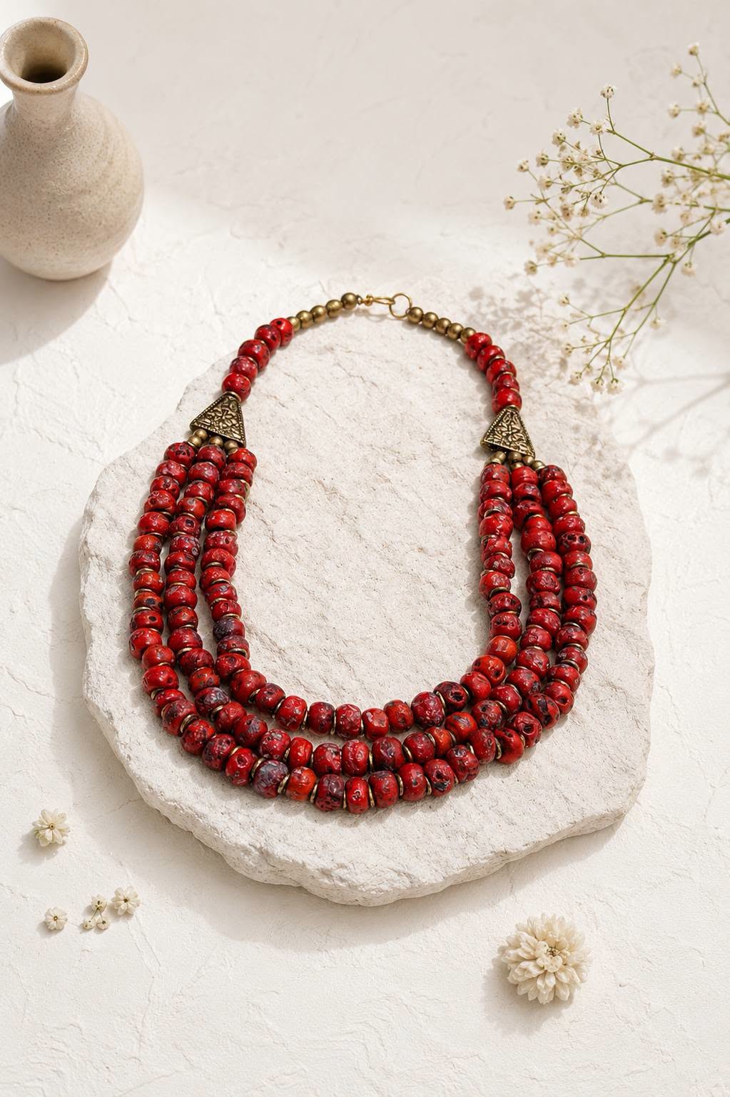 Red Coral Layered Necklace