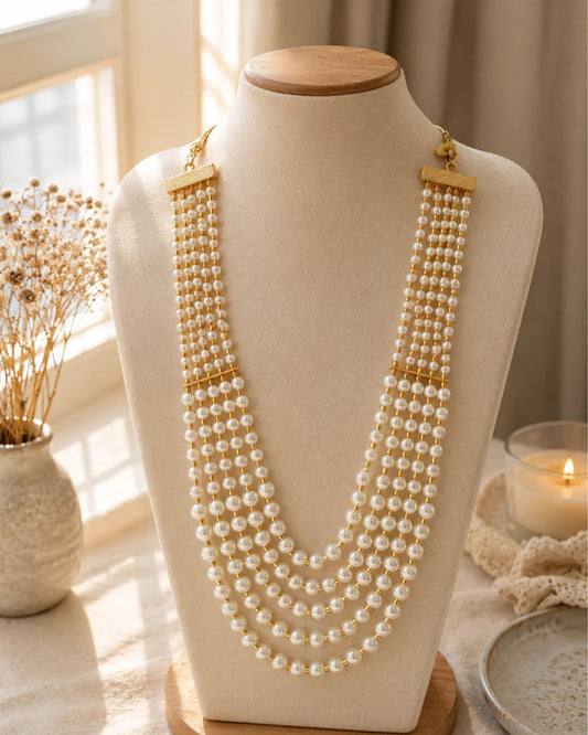 Layered Pearl Necklace — handmade layered pearl necklace