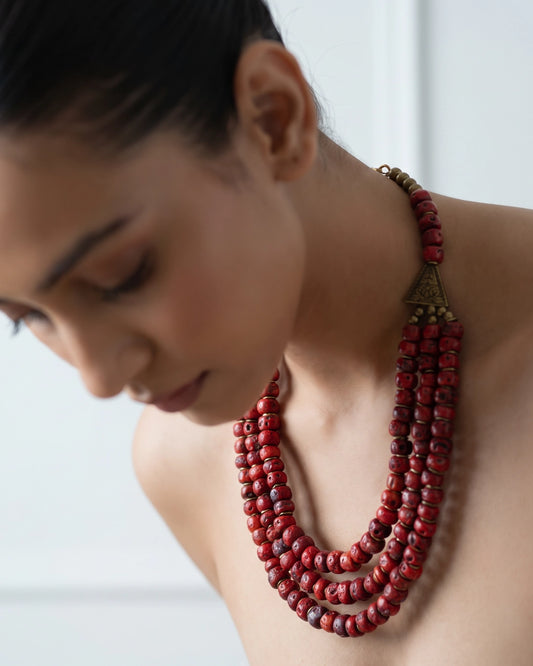 Red Coral Layered Necklace