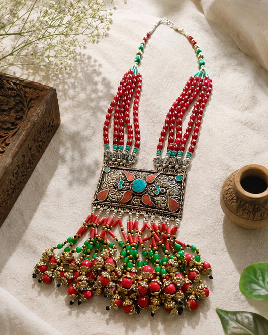 Tibetan Handmade Necklace — handmade Tibetan necklace in stone and metal
