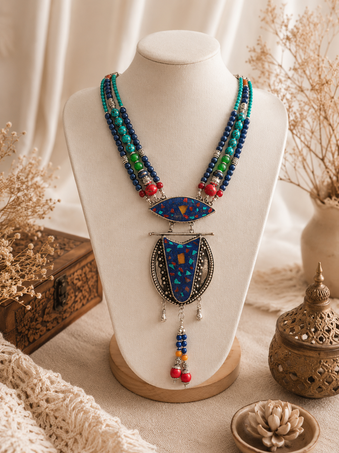 Tibetan lapis stone necklace