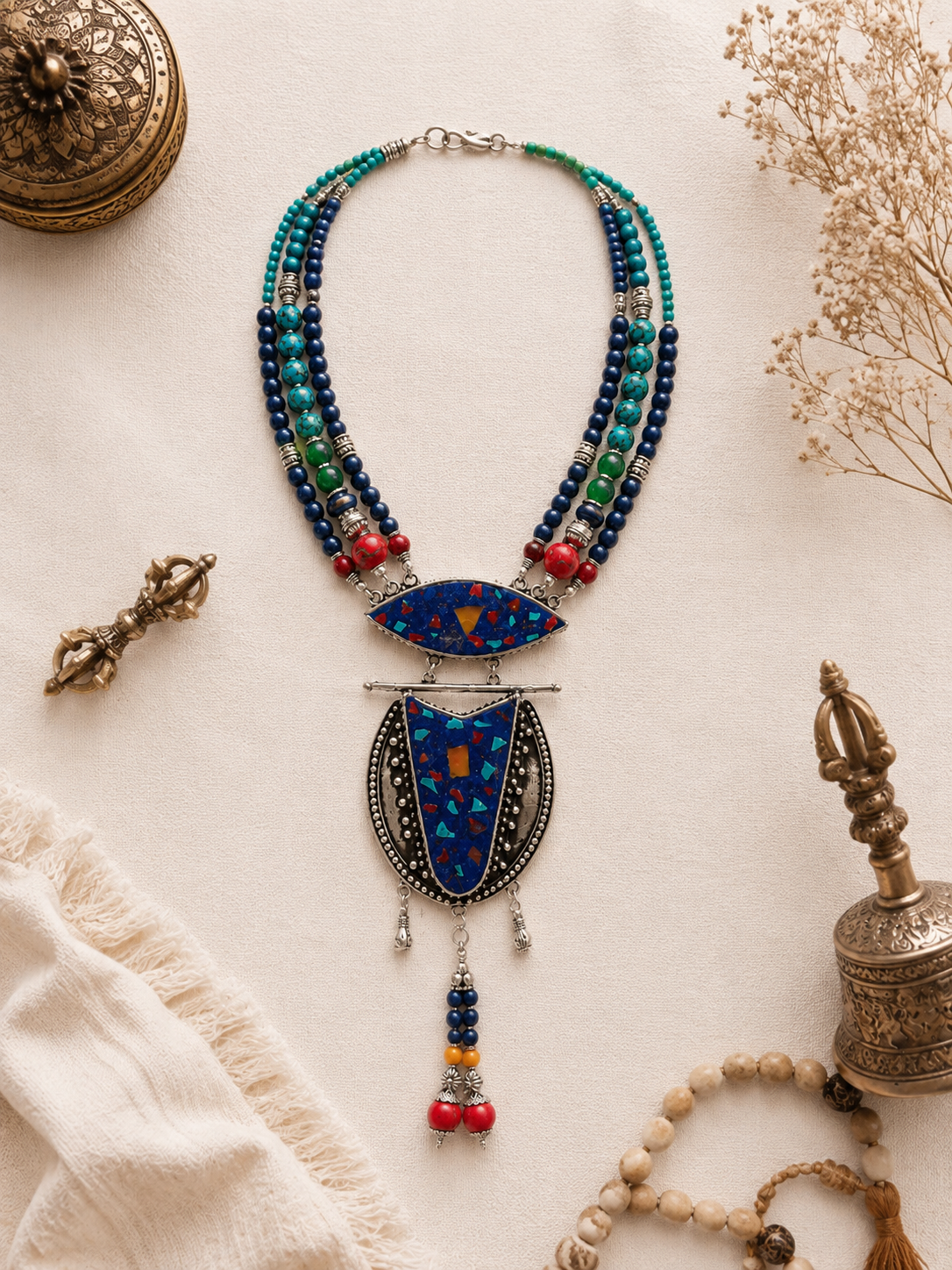 Tibetan lapis stone necklace