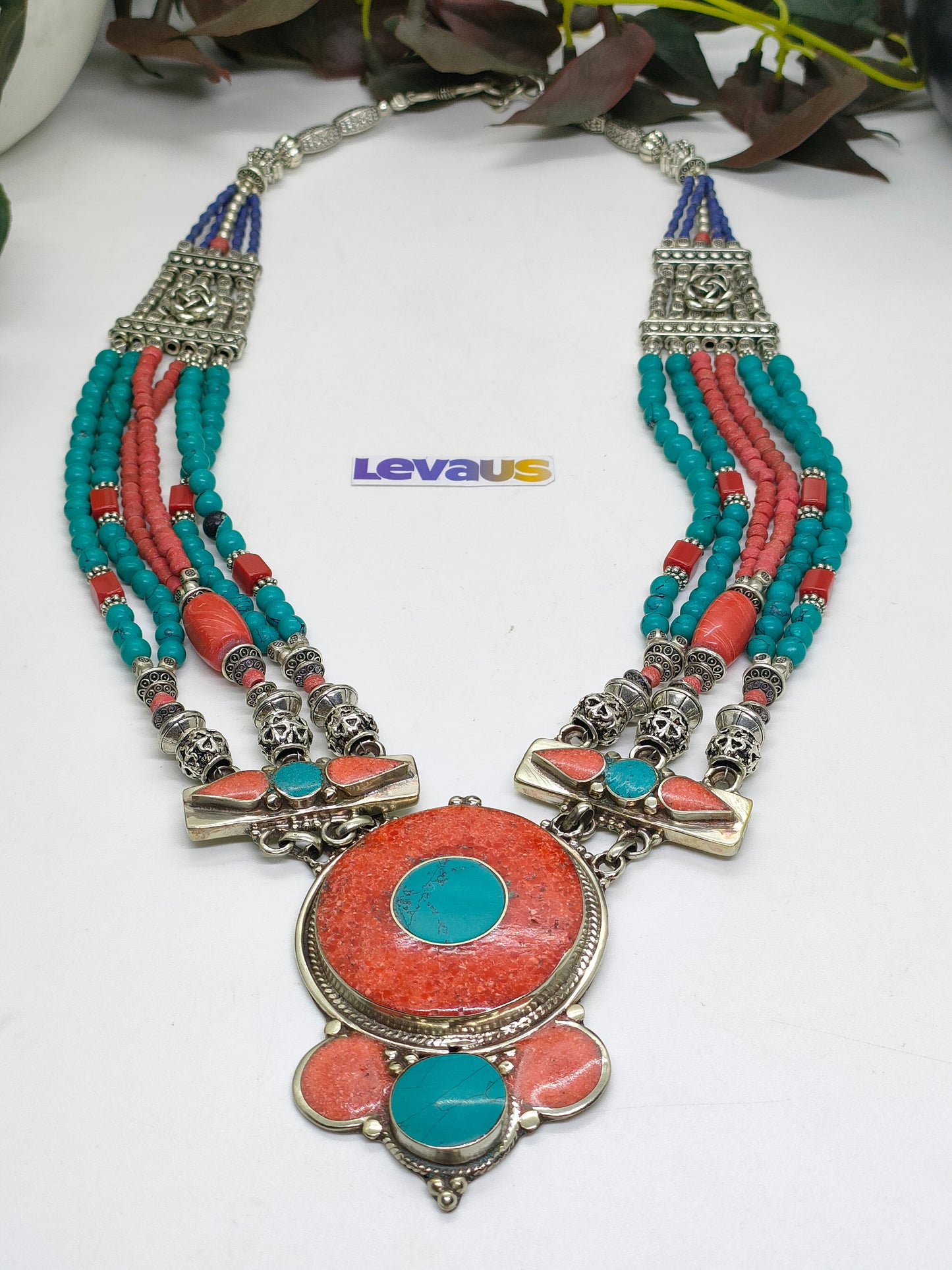 Tibetan stone and metal necklace