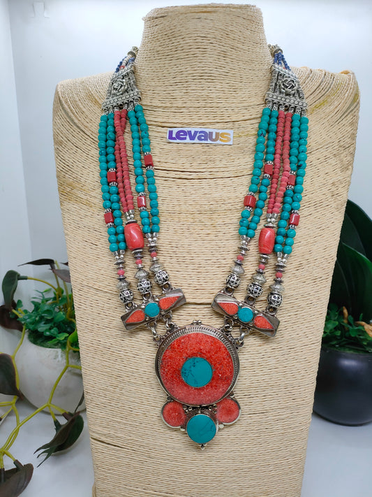 Tibetan stone and metal necklace