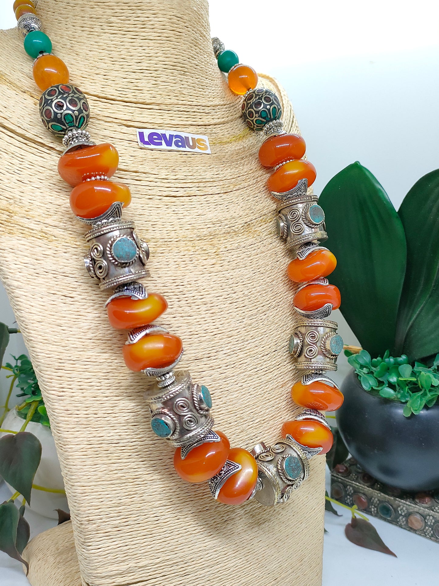 Tibetan amber stone necklace