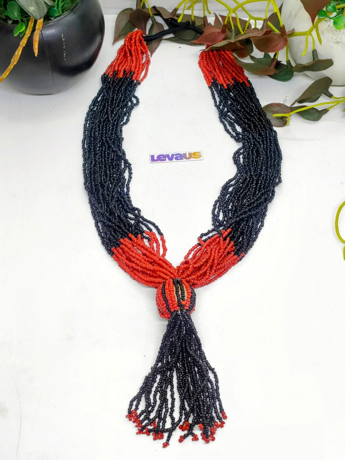 Nepali Beads Red & Black Necklace - Image 2